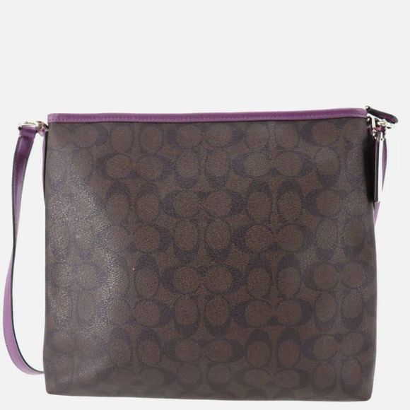 COACH Signature Used Shoulder Bag PVC Leather Brown Myanmar Authentic #BE924 M - Picture 3 of 11